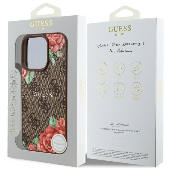 iTok webáruház - Guess Guess GUHMP16XP4ROPEMCW iPhone 16 Pro Max tok MagSafe (barna) 8 Guess GUHMP16XP4ROPEMCW iPhone 16 Pro Max 6.9" brown/brown hardcase 4G Flowers Print MagSafe