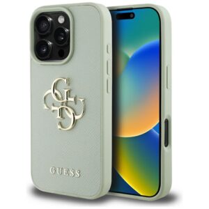 Guess Grained Big 4G Logo Small Classic Logo tok iPhone 16 Pro Max készülékhez (zöld)