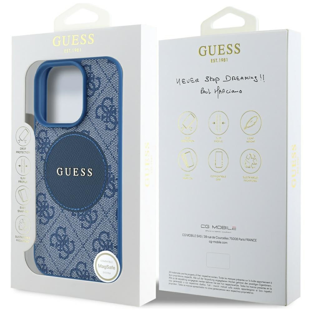 iTok webáruház - Guess Guess 4G Circle Classic Logo MagSafe tok iPhone 16 Pro Max készülékhez (kék) 8 Guess 4G Circle Classic Logo MagSafe case for iPhone 16 Pro Max (kék)