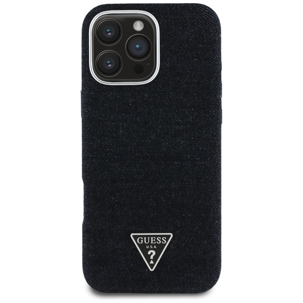 iTok webáruház - Guess Guess Denim Triangle Logo MagSafe iPhone 16 Pro Max tok (fekete) 3 Guess Denim Triangle Logo MagSafe iPhone 16 Pro Max Case (fekete)