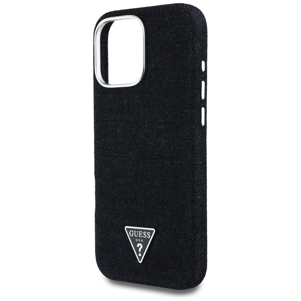 iTok webáruház - Guess Guess Denim Triangle Logo MagSafe iPhone 16 Pro Max tok (fekete) 6 Guess Denim Triangle Logo MagSafe iPhone 16 Pro Max Case (fekete)