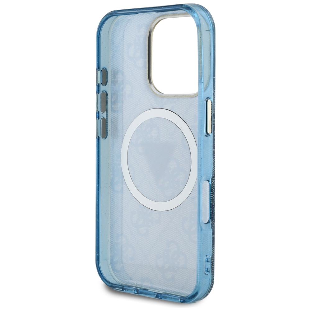 iTok webáruház - Guess Guess IML Metal Glitter 4G Circle Triangle MagSafe tok iPhone 16 Pro Max készülékhez (kék) 7 Guess IML Metal Glitter 4G Circle Triangle MagSafe Case for iPhone 16 Pro Max (kék)