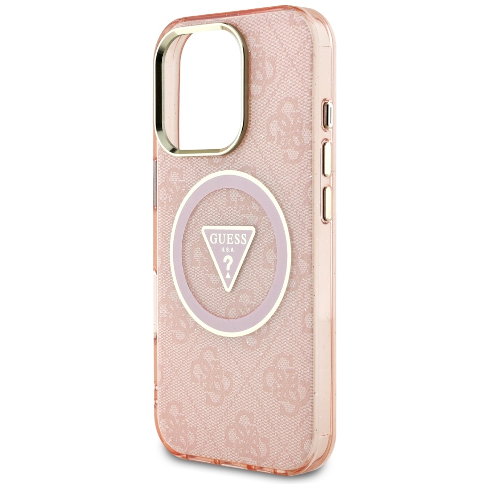 iTok webáruház - Guess Guess IML Metal Glitter 4G Circle Triangle MagSafe tok iPhone 16 Pro Max készülékhez (rózsaszín) 6 Guess IML Metal Glitter 4G Circle Triangle MagSafe Case for iPhone 16 Pro Max (rózsaszín)