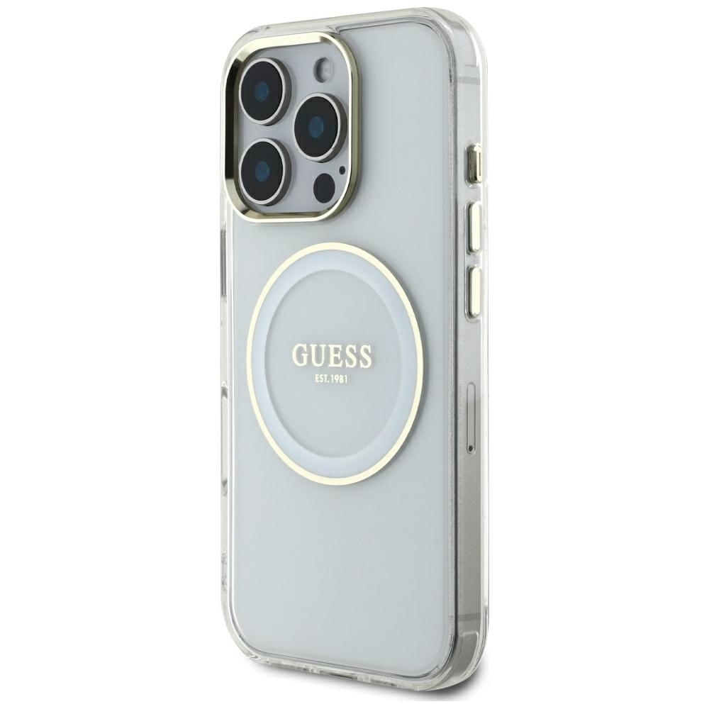 iTok webáruház - Guess Guess IML Metal Colored Circle Classic Logo MagSafe tok iPhone 16 Pro Max készülékhez (fehér) 2 Guess IML Metal Colored Circle Classic Logo MagSafe case for iPhone 16 Pro Max (fehér)