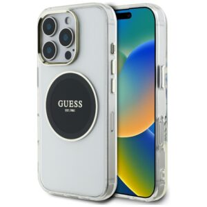 Guess IML Metal Colored Circle Classic Logo MagSafe tok iPhone 16 Pro Max készülékhez (fekete)