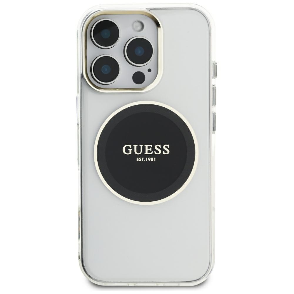 iTok webáruház - Guess Guess IML Metal Colored Circle Classic Logo MagSafe tok iPhone 16 Pro Max készülékhez (fekete) 3 Guess IML Metal Colored Circle Classic Logo MagSafe Case for iPhone 16 Pro Max (fekete)