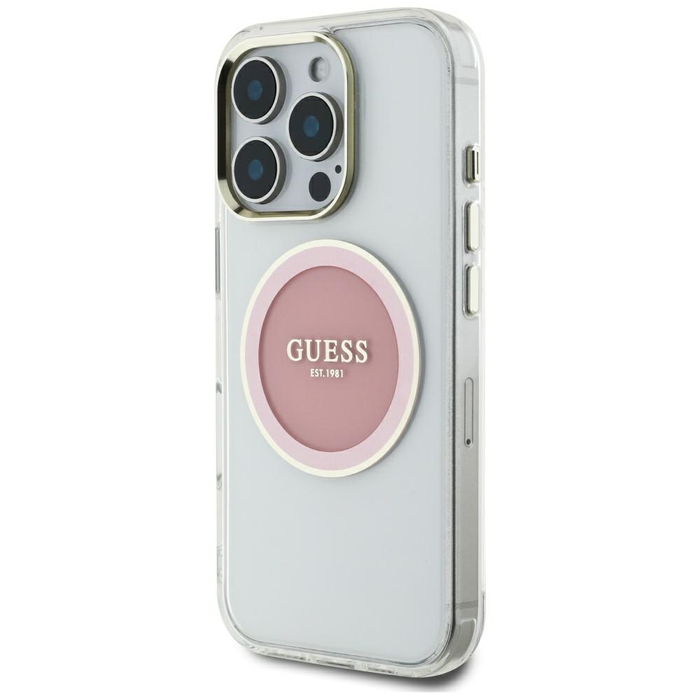iTok webáruház - Guess Guess IML Metal Colored Circle Classic Logo MagSafe tok iPhone 16 Pro Max készülékhez (rózsaszín) 2 Guess IML Metal Colored Circle Classic Logo MagSafe case for iPhone 16 Pro Max (rózsaszín)