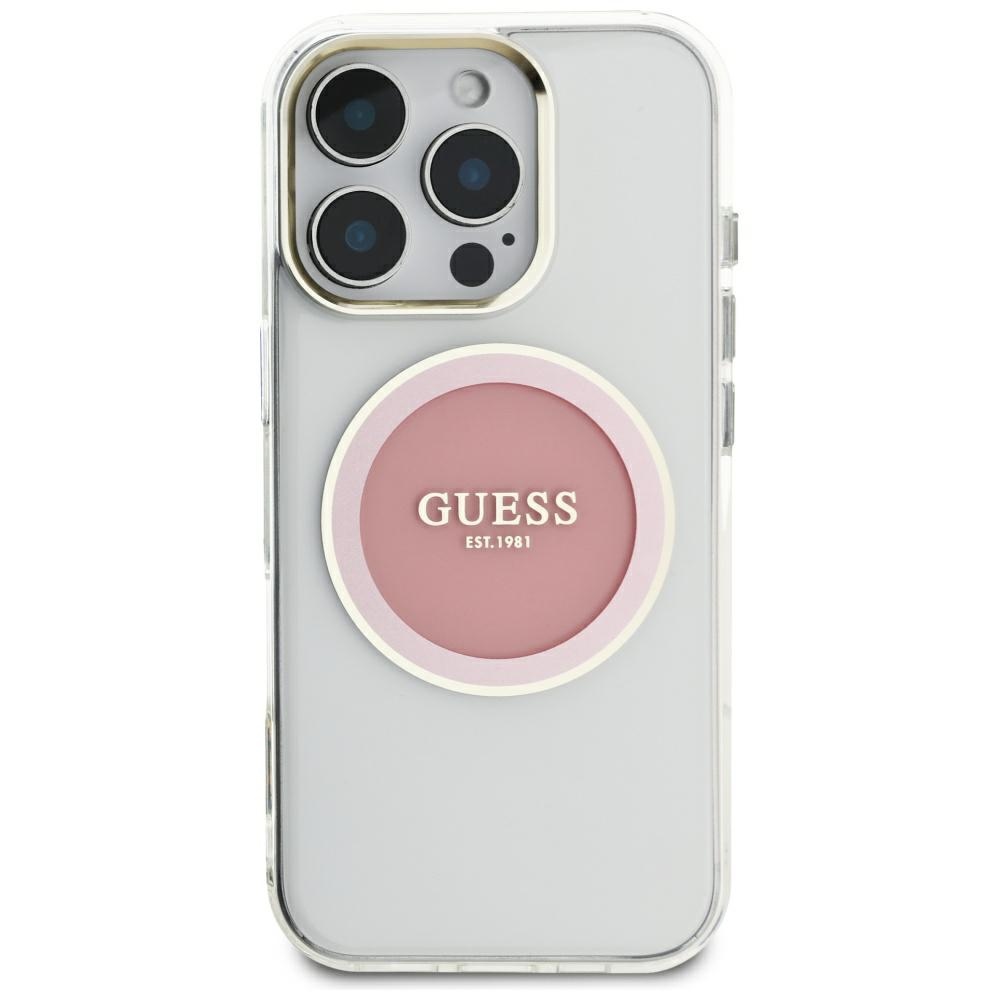 iTok webáruház - Guess Guess IML Metal Colored Circle Classic Logo MagSafe tok iPhone 16 Pro Max készülékhez (rózsaszín) 3 Guess IML Metal Colored Circle Classic Logo MagSafe case for iPhone 16 Pro Max (rózsaszín)