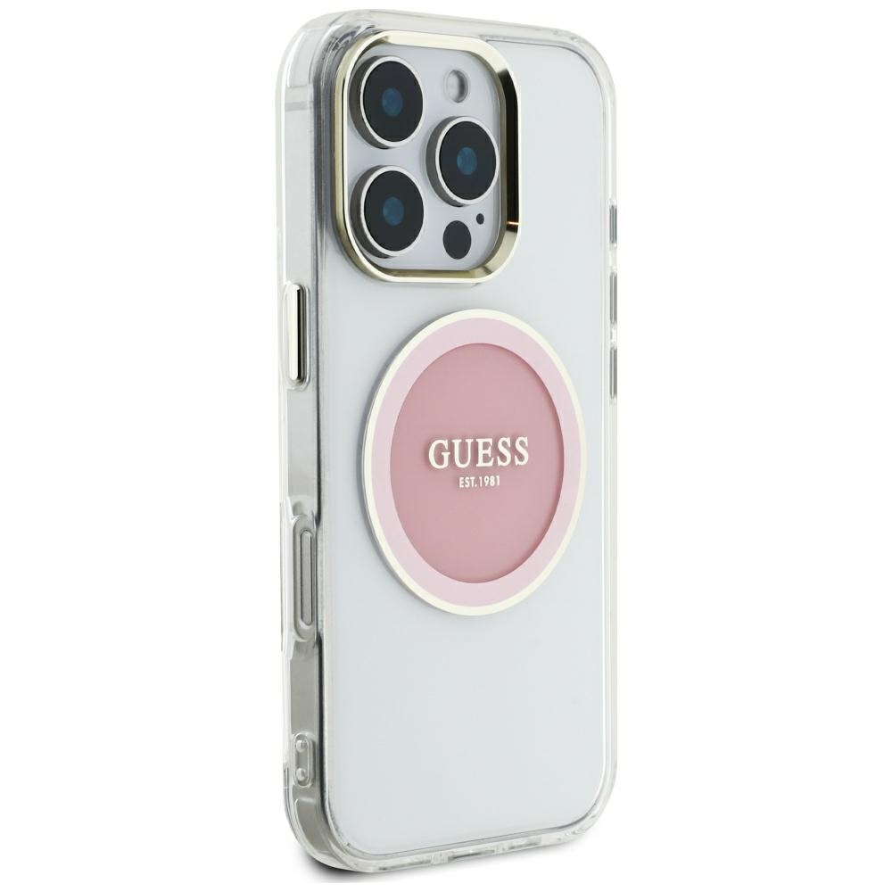 iTok webáruház - Guess Guess IML Metal Colored Circle Classic Logo MagSafe tok iPhone 16 Pro Max készülékhez (rózsaszín) 4 Guess IML Metal Colored Circle Classic Logo MagSafe case for iPhone 16 Pro Max (rózsaszín)