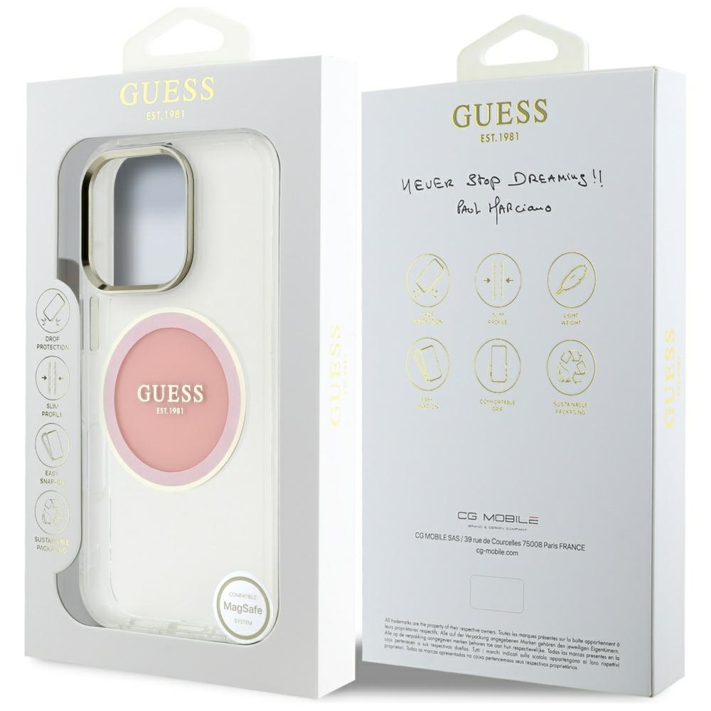 iTok webáruház - Guess Guess IML Metal Colored Circle Classic Logo MagSafe tok iPhone 16 Pro Max készülékhez (rózsaszín) 8 Guess IML Metal Colored Circle Classic Logo MagSafe case for iPhone 16 Pro Max (rózsaszín)