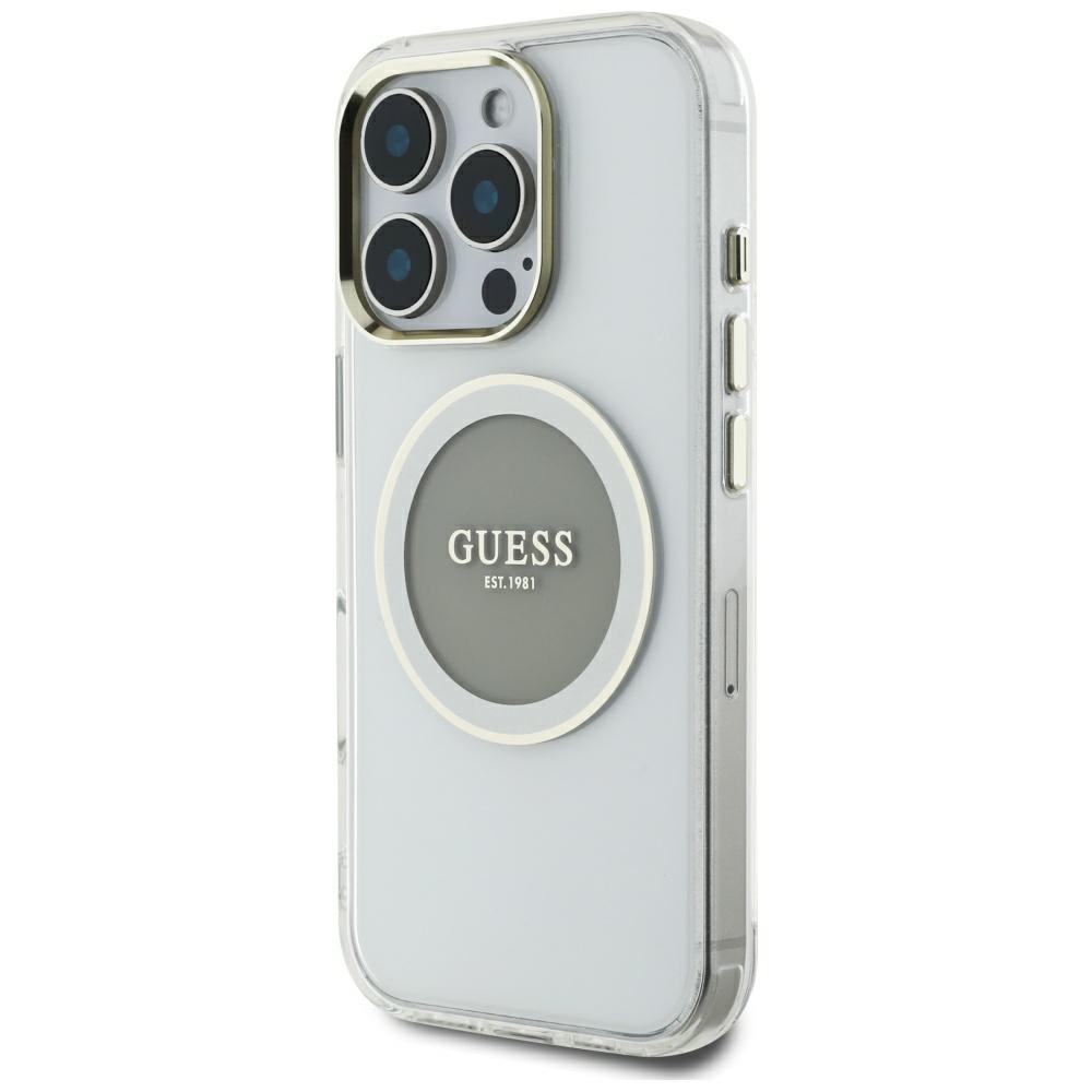 iTok webáruház - Guess Guess IML Metal Colored Circle Classic Logo MagSafe tok iPhone 16 Pro Max készülékhez (szürke) 2 Guess IML Metal Colored Circle Classic Logo MagSafe case for iPhone 16 Pro Max (szürke)