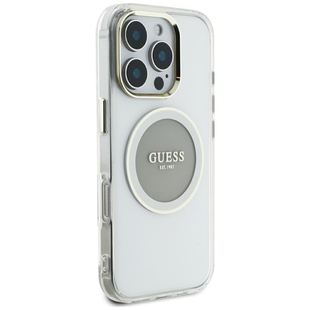 iTok webáruház - Guess Guess IML Metal Colored Circle Classic Logo MagSafe tok iPhone 16 Pro Max készülékhez (szürke) 4 Guess IML Metal Colored Circle Classic Logo MagSafe case for iPhone 16 Pro Max (szürke)
