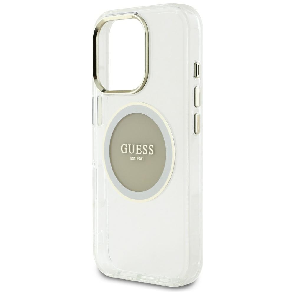 iTok webáruház - Guess Guess IML Metal Colored Circle Classic Logo MagSafe tok iPhone 16 Pro Max készülékhez (szürke) 6 Guess IML Metal Colored Circle Classic Logo MagSafe case for iPhone 16 Pro Max (szürke)