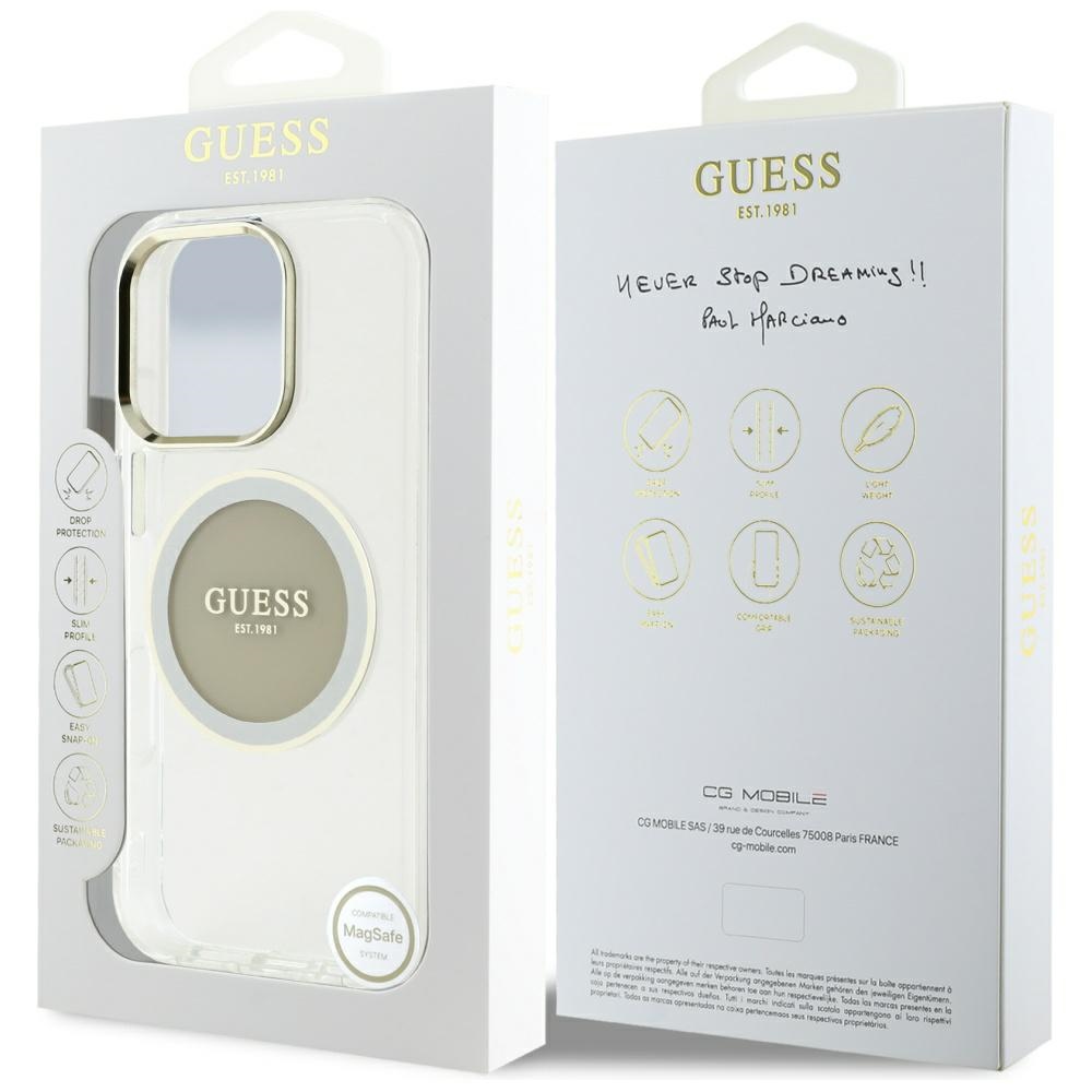 iTok webáruház - Guess Guess IML Metal Colored Circle Classic Logo MagSafe tok iPhone 16 Pro Max készülékhez (szürke) 8 Guess IML Metal Colored Circle Classic Logo MagSafe case for iPhone 16 Pro Max (szürke)