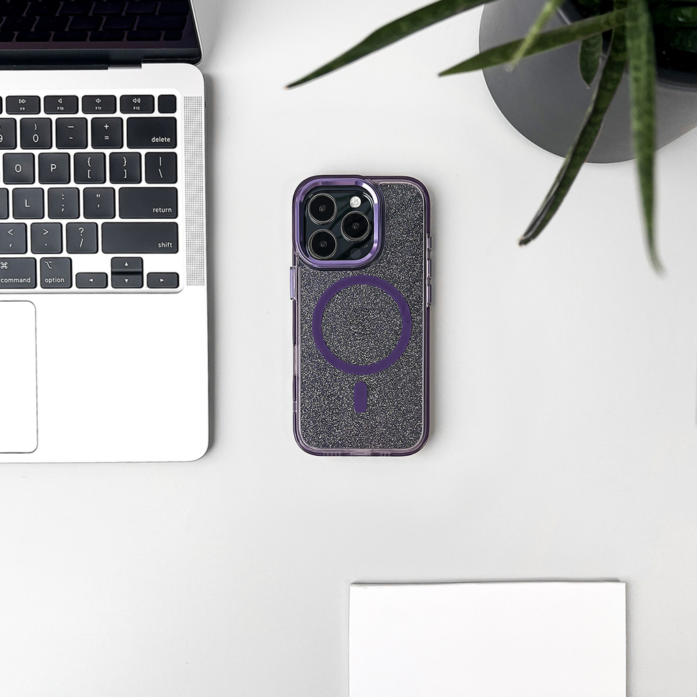 iTok webáruház - Hurtel Glitter Case MagSafe tok iPhone 16 Plus készülékhez (lila csillámos) 5 Glitter Case MagSafe for iPhone 16 Plus (lila csillámos)