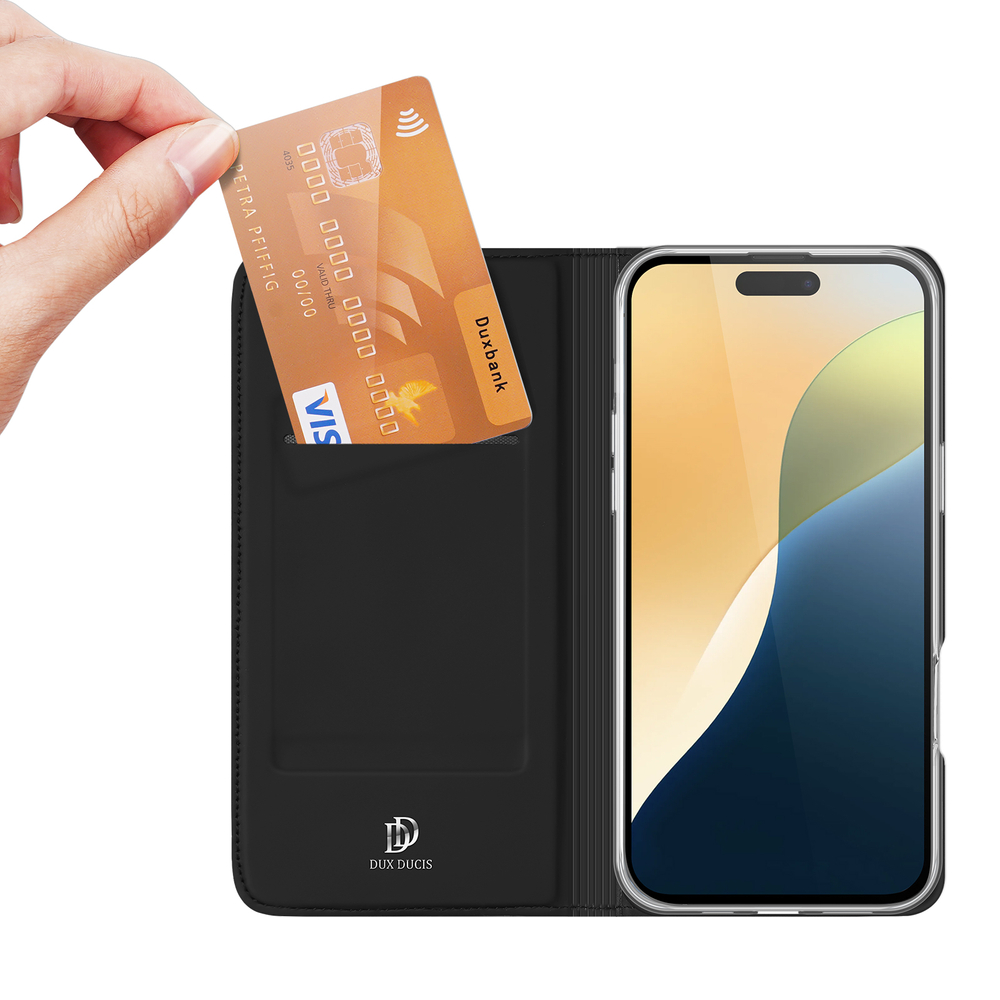 iTok webáruház - Dux Ducis Dux Ducis Skin Pro iPhone 16 Plus flip tok kártyatartóval (fekete) 3 Dux Ducis Skin Pro iPhone 16 Plus Case with Flip and Card Slot (fekete)