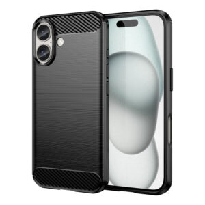 Carbon Case szilikon tok iPhone 16 Plus készülékhez (fekete)