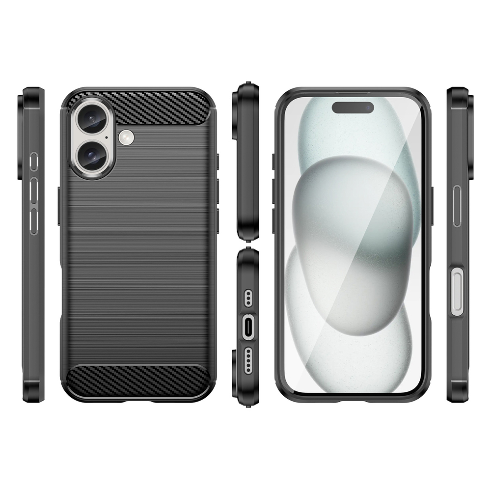iTok webáruház - Hurtel Carbon Case szilikon tok iPhone 16 Plus készülékhez (fekete) 3 Carbon Case for iPhone 16 Plus Silicone Case (fekete)