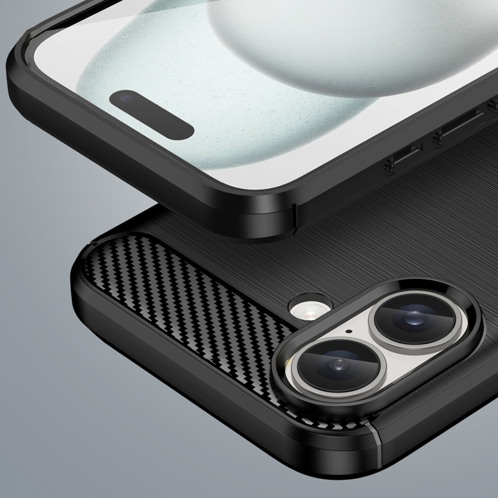 iTok webáruház - Hurtel Carbon Case szilikon tok iPhone 16 Plus készülékhez (fekete) 7 Carbon Case for iPhone 16 Plus Silicone Case (fekete)
