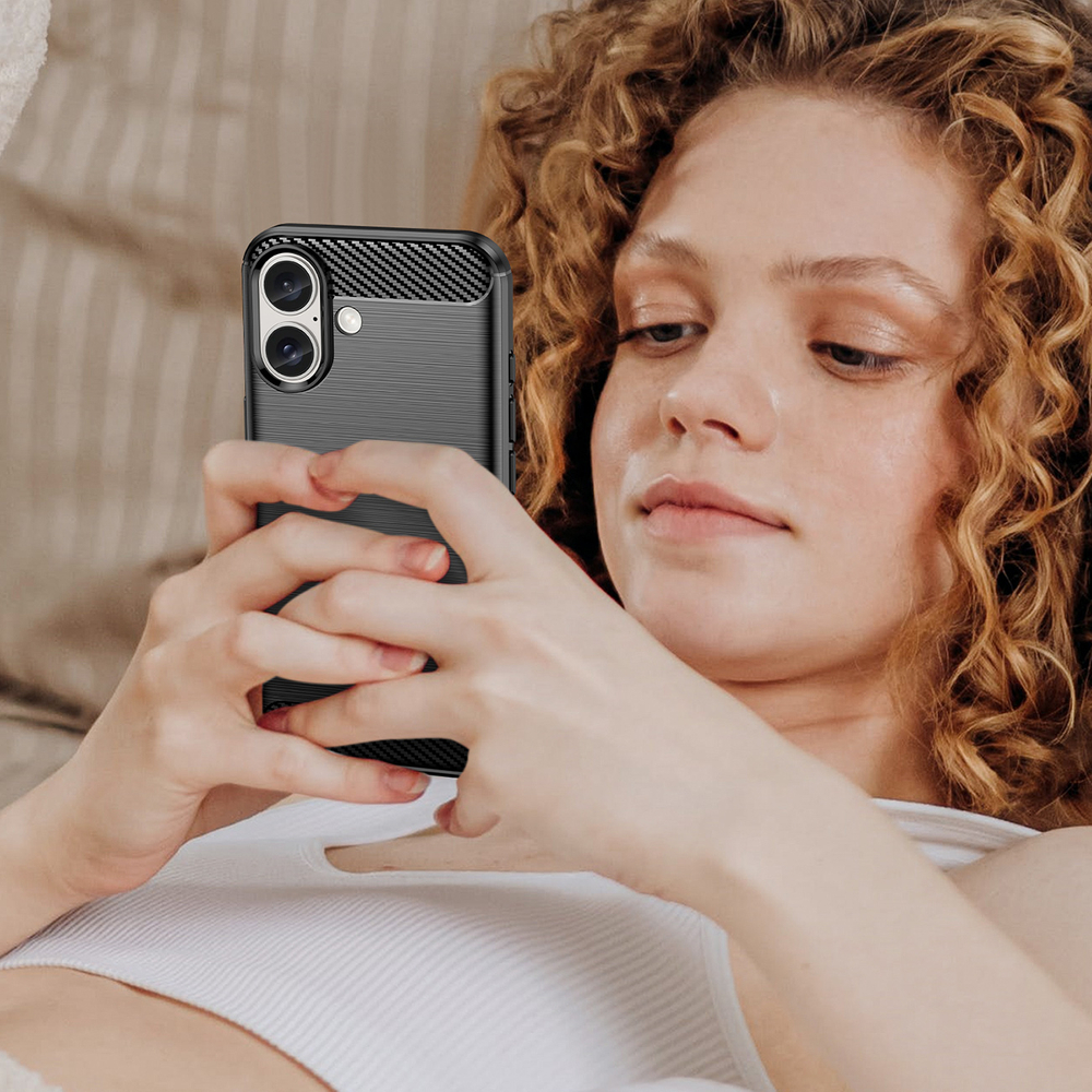 iTok webáruház - Hurtel Carbon Case szilikon tok iPhone 16 Plus készülékhez (fekete) 8 Carbon Case for iPhone 16 Plus Silicone Case (fekete)