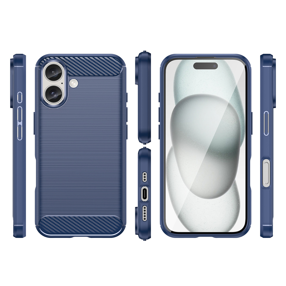 iTok webáruház - Hurtel Carbon Case szilikontok iPhone 16 Plus készülékhez (kék) 3 Carbon Case for iPhone 16 Plus (kék)