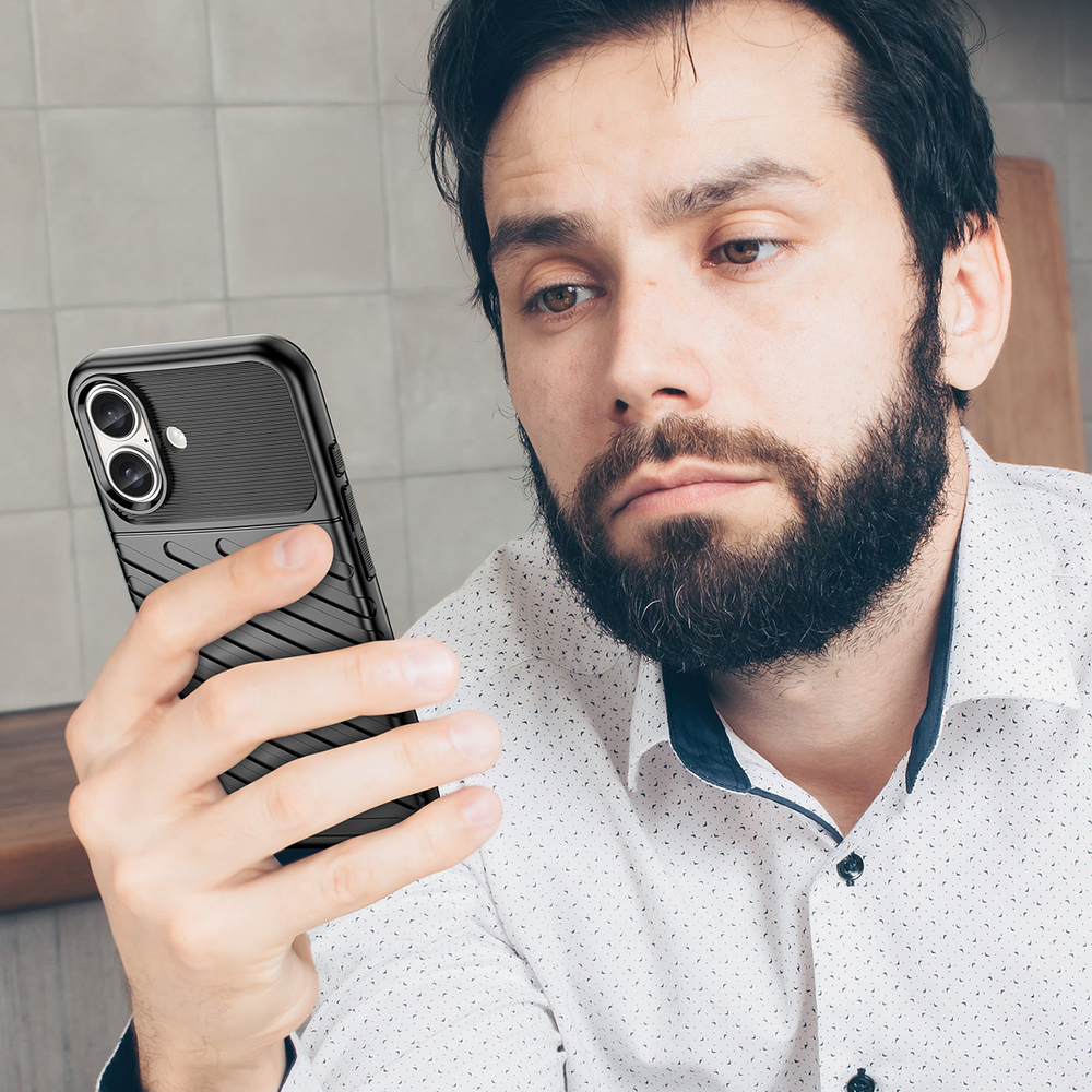 iTok webáruház - Hurtel Thunder Case szilikon tok iPhone 16 Plus készülékhez (fekete) 7 Thunder Case for iPhone 16 Plus Silicone Case (fekete)