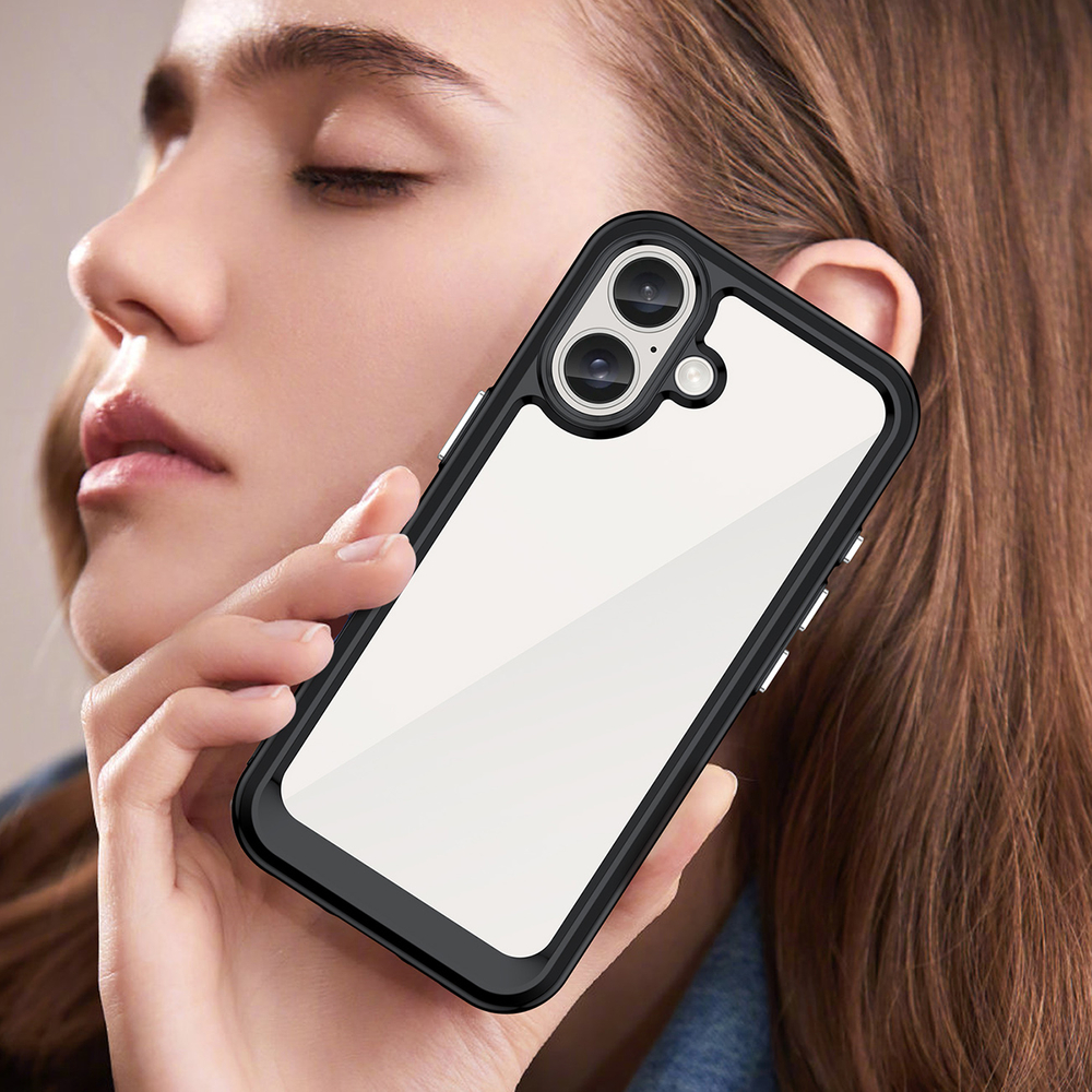 iTok webáruház - Hurtel Outer Space Case hibrid tok iPhone 16 Plus készülékhez (fekete) 7 Outer Space Case with Gel Frame for iPhone 16 Plus (fekete)
