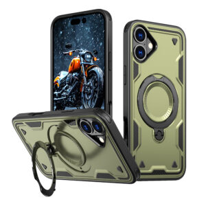 Hybrid Armor Trendy tok MagSafe-kompatibilitással iPhone 16 Plus készülékhez (zöld)