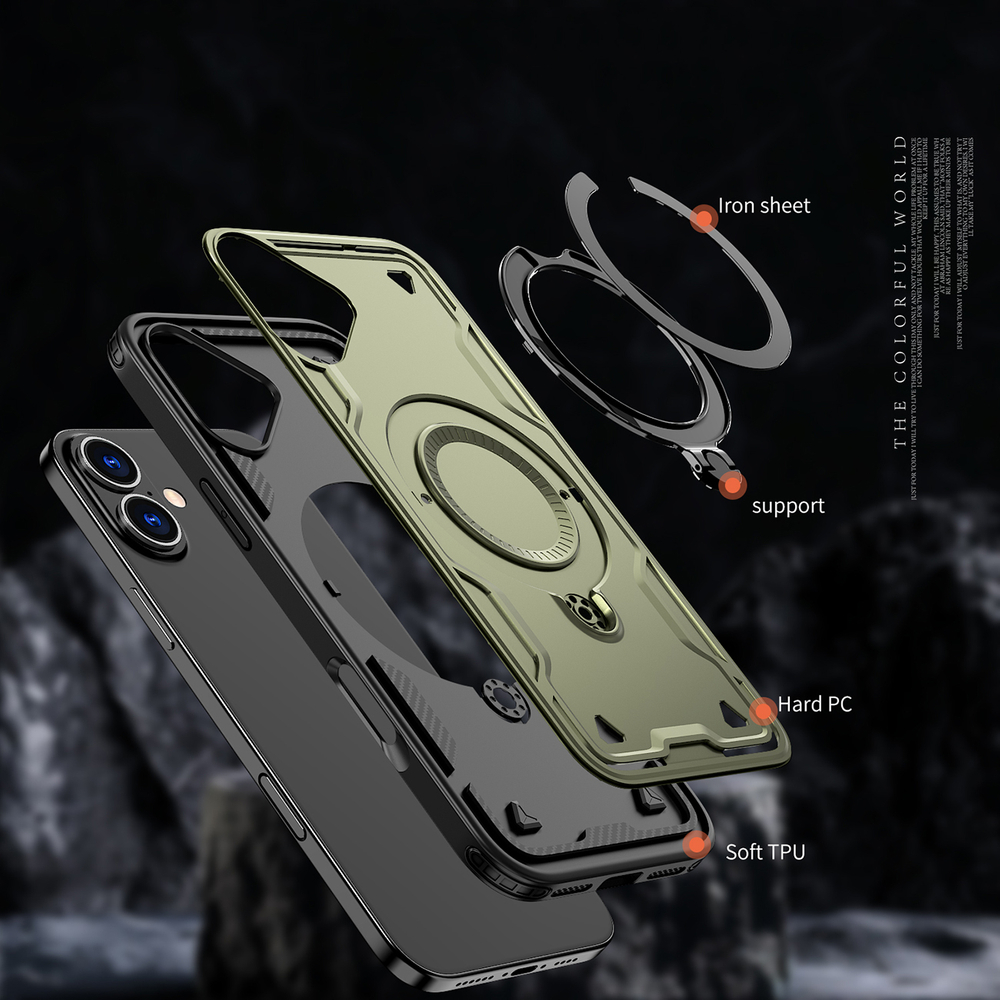 iTok webáruház - Hurtel Hybrid Armor Trendy tok MagSafe-kompatibilitással iPhone 16 Plus készülékhez (zöld) 2 Hybrid Armor Trendy Case with MagSafe for iPhone 16 Plus (zöld)