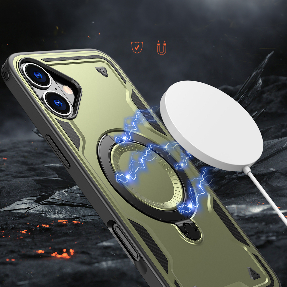 iTok webáruház - Hurtel Hybrid Armor Trendy tok MagSafe-kompatibilitással iPhone 16 Plus készülékhez (zöld) 4 Hybrid Armor Trendy Case with MagSafe for iPhone 16 Plus (zöld)