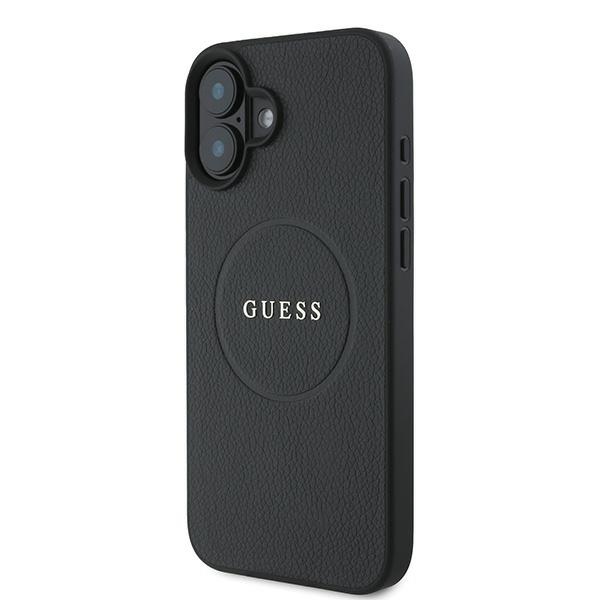 iTok webáruház - Guess Guess Grained Gold Ring MagSafe tok iPhone 16 Plus készülékhez (fekete) 2 Guess Grained Gold Ring MagSafe case for iPhone 16 Plus (fekete)