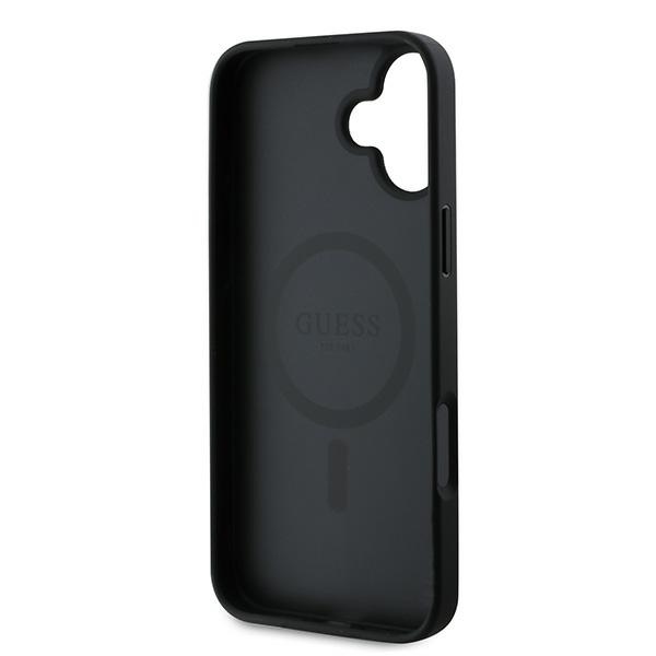 iTok webáruház - Guess Guess Grained Gold Ring MagSafe tok iPhone 16 Plus készülékhez (fekete) 7 Guess Grained Gold Ring MagSafe case for iPhone 16 Plus (fekete)