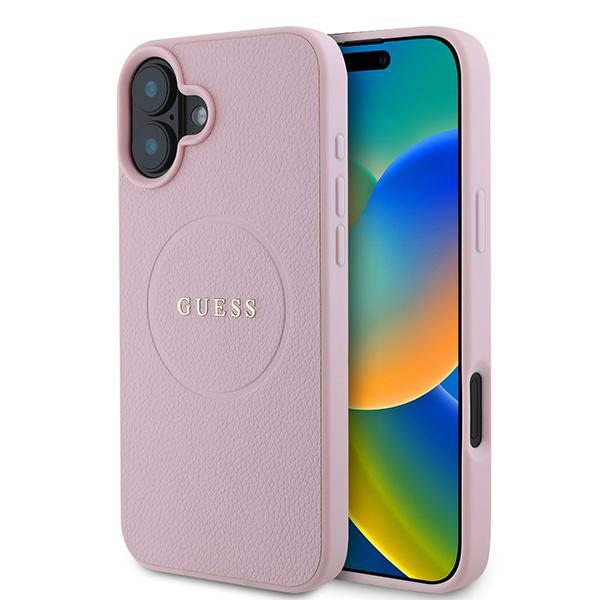 iTok webáruház - Guess Guess Grained Gold Ring MagSafe tok iPhone 16 Plus készülékhez (rózsaszín) 1 Guess Grained Gold Ring MagSafe iPhone 16 Plus Case (rózsaszín)