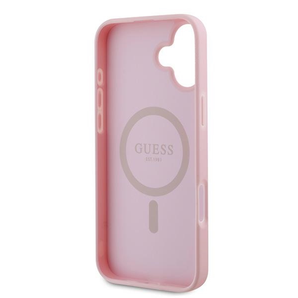 iTok webáruház - Guess Guess Grained Gold Ring MagSafe tok iPhone 16 Plus készülékhez (rózsaszín) 7 Guess Grained Gold Ring MagSafe iPhone 16 Plus Case (rózsaszín)