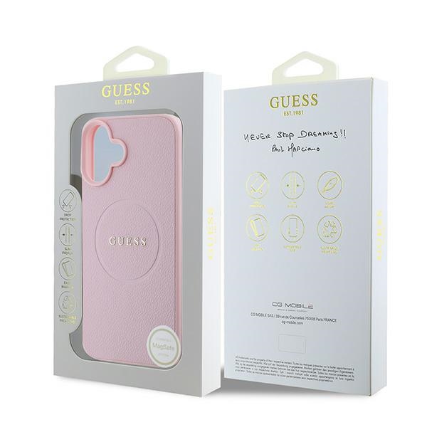 iTok webáruház - Guess Guess Grained Gold Ring MagSafe tok iPhone 16 Plus készülékhez (rózsaszín) 8 Guess Grained Gold Ring MagSafe iPhone 16 Plus Case (rózsaszín)