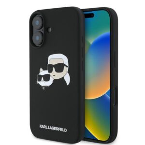 Karl Lagerfeld Silicone Case Nauble Heads Print MagSafe tok iPhone 16 Plus (fekete)