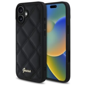 Guess Quilted Metal Logo tok iPhone 16 Plus készülékhez (fekete)