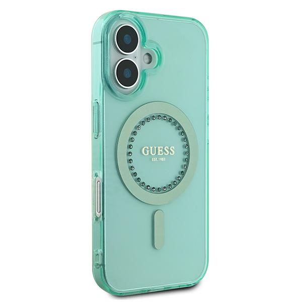 iTok webáruház - Guess Guess IML Rhinestones MagSafe tok iPhone 16 Plus készülékhez (zöld) 4 Guess IML Rhinestones MagSafe iPhone 16 Plus Case (zöld)