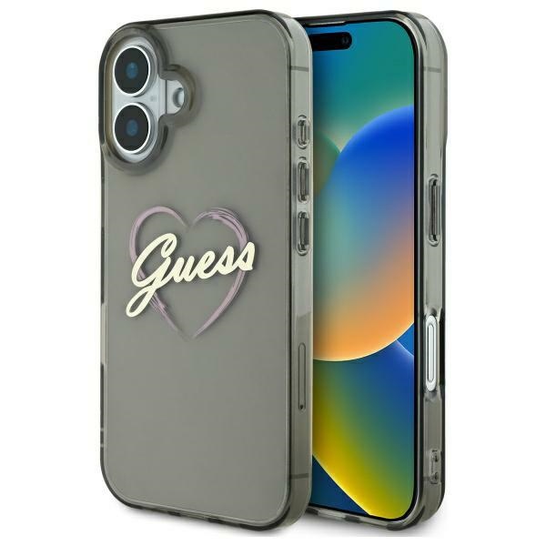 iTok webáruház - Guess Guess IML Heart tok iPhone 16 Plus készülékhez (fekete) 1 Guess IML Heart Case for iPhone 16 Plus (fekete)