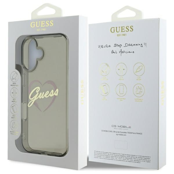 iTok webáruház - Guess Guess IML Heart tok iPhone 16 Plus készülékhez (fekete) 8 Guess IML Heart Case for iPhone 16 Plus (fekete)