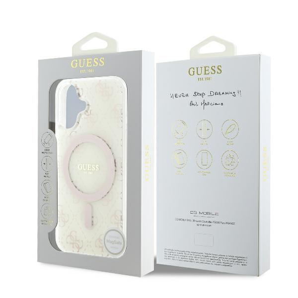 iTok webáruház - Guess Guess IML 4G Background MagSafe tok iPhone 16 Plus készülékhez (fehér) 8 Guess IML 4G Background MagSafe Case for iPhone 16 Plus (fehér)