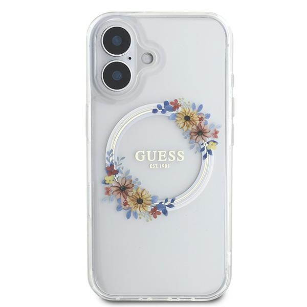 iTok webáruház - Guess Guess IML Flowers Wreath MagSafe tok iPhone 16 Plus készülékhez (átlátszó) 3 Guess IML Flowers Wreath MagSafe iPhone 16 Plus Case (átlátszó)