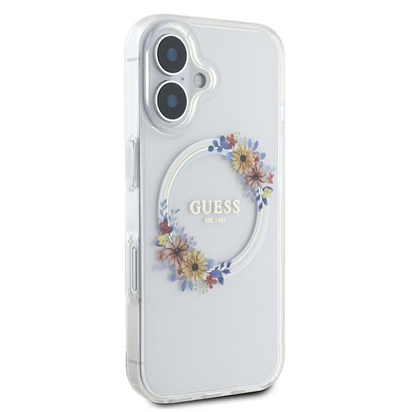 iTok webáruház - Guess Guess IML Flowers Wreath MagSafe tok iPhone 16 Plus készülékhez (átlátszó) 4 Guess IML Flowers Wreath MagSafe iPhone 16 Plus Case (átlátszó)