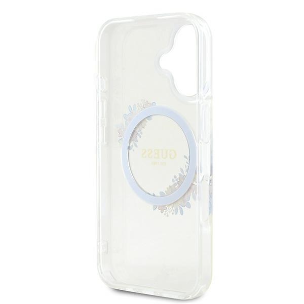 iTok webáruház - Guess Guess IML Flowers Wreath MagSafe tok iPhone 16 Plus készülékhez (átlátszó) 7 Guess IML Flowers Wreath MagSafe iPhone 16 Plus Case (átlátszó)