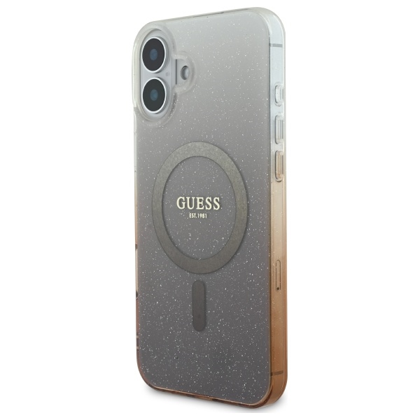 iTok webáruház - Guess Guess IML Glitter Gradient MagSafe tok iPhone 16 Plus készülékhez (barna) 2 Guess IML Glitter Gradient MagSafe Case for iPhone 16 Plus (barna)