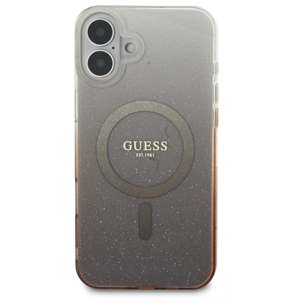 iTok webáruház - Guess Guess IML Glitter Gradient MagSafe tok iPhone 16 Plus készülékhez (barna) 3 Guess IML Glitter Gradient MagSafe Case for iPhone 16 Plus (barna)