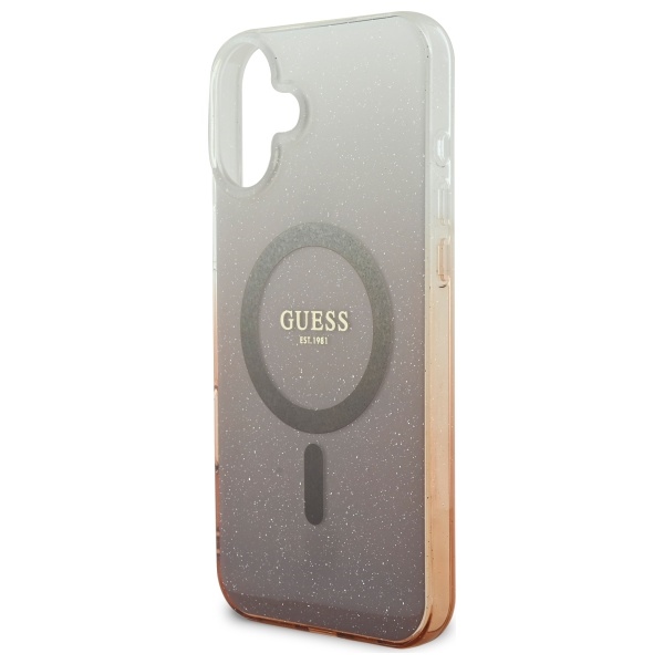 iTok webáruház - Guess Guess IML Glitter Gradient MagSafe tok iPhone 16 Plus készülékhez (barna) 6 Guess IML Glitter Gradient MagSafe Case for iPhone 16 Plus (barna)