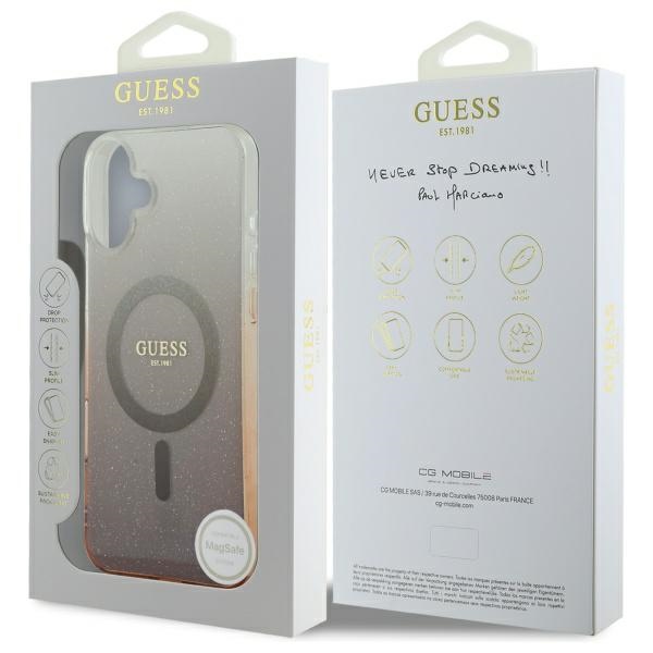 iTok webáruház - Guess Guess IML Glitter Gradient MagSafe tok iPhone 16 Plus készülékhez (barna) 7 Guess IML Glitter Gradient MagSafe Case for iPhone 16 Plus (barna)