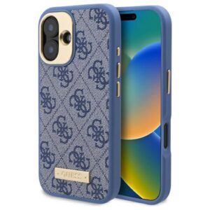 Guess 4G Logo Plate MagSafe tok iPhone 16 Plus (kék)