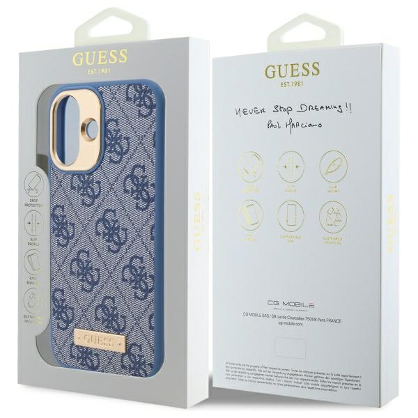 iTok webáruház - Guess Guess 4G Logo Plate MagSafe tok iPhone 16 Plus (kék) 7 Guess 4G Logo Plate MagSafe Case for iPhone 16 Plus (kék)